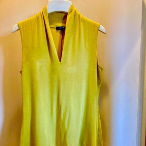 Mustard Yellow Jersey Hip Length Sleeveless Top